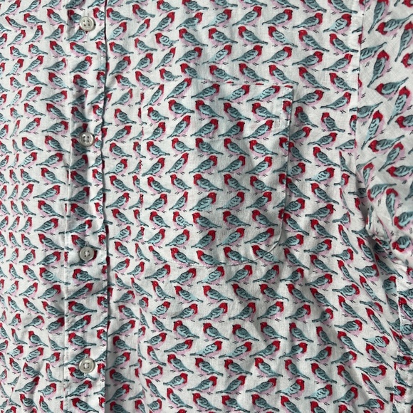 J.Crew Slim Fit Linen All over print Button Down Short Sleeve Men's Medium Shirt - Picture 3 of 9